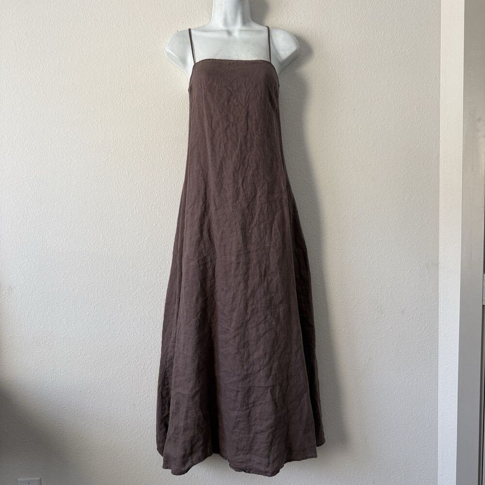 DISSH Jen Choc Maxi Dress Size 2 Brown A-Line Square Neck Strappy Coastal Resort - Picture 3 of 11